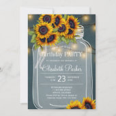 素朴サンフラワーズメイソンジャー誕生日パーティー 招待状 (正面)