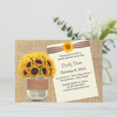 素朴サンフラワーズ素朴メイソンジャーブライダルシャワー 招待状 (スタンド正面)