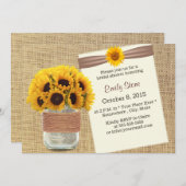 素朴サンフラワーズ素朴メイソンジャーブライダルシャワー 招待状 (正面/裏面)