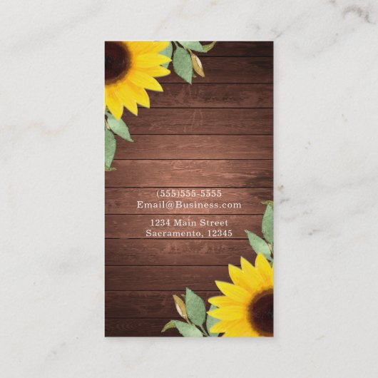 素朴サンフラワーズ&ウッドエレガントカントリーシック 名刺 (裏面)