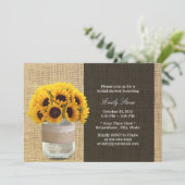 素朴サンフラワーズ&メイソンジャールバーラップブライダルシャワー 招待状 (スタンド正面)