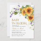 素朴サンフラワーズ&ラベンダーベビーイン開花招待状 招待状 (正面)