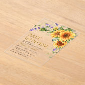 素朴サンフラワーズ&ラベンダーベビーイン開花 アクリル招待状 (レイダウン)
