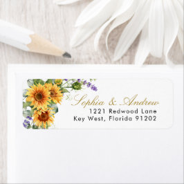 素朴サンフラワーズ&ラベンダー差出人住所ラベル ラベル