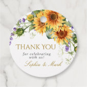 素朴サンフラワーズ&ラベンダー結婚式の引き出物ラベル フェイバータグ (正面)