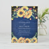 素朴サンフラワーネイビーブルージャールライツ結婚ズ 招待状 (スタンド正面)