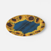 素朴サンフラワーネイビーブルーバーンウッド ペーパープレート (アングル)