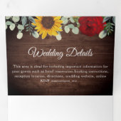 素朴サンフラワーユーカリプトゥスレッドバラ結婚ズ 三つ折り招待状 (内部最初)