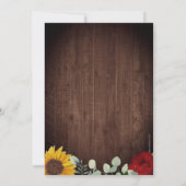 素朴サンフラワーユーカリプトゥスレッドローズ結婚ズ 招待状 (裏面)