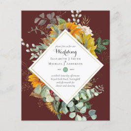 素朴サンフラワーユーカリ結婚グリーンリーのInv. チラシ