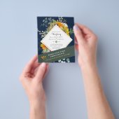 素朴サンフラワーユーカリ結婚グリーンリーのInv. チラシ (手)