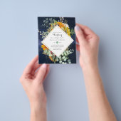 素朴サンフラワーユーカリ結婚グリーンリーのInv. チラシ (手)