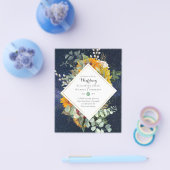 素朴サンフラワーユーカリ結婚グリーンリーのInv. チラシ (シングル)