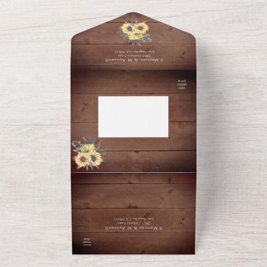 素朴サンフラワーライツユーカリ秋の結婚式 オールインワン招待状 (外側)