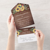 素朴サンフラワーライツユーカリ秋の結婚式 オールインワン招待状 (貼ってはがせる)