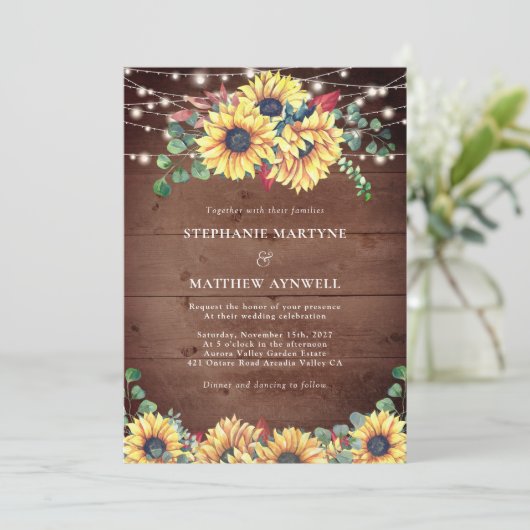 素朴サンフラワーライツユーカリ秋の結婚式 招待状 (スタンド正面)