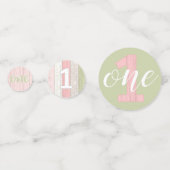 素朴サージグリーン&ピンクフローラ1st誕生日テーブル コンフェッティ (裏面)