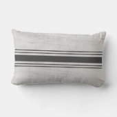 素朴ザックダークグレー横ストライプ線 ランバークッション (裏面)