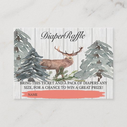 素朴シカはほとんどここにおむつのラッフルのチケットいます エンクロージャーカード (正面)