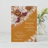 素朴シナモンワイルドフラワーテラコッタ結婚ズ 招待状 (スタンド正面)