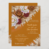 素朴シナモンワイルドフラワーテラコッタ結婚ズ 招待状 (正面/裏面)