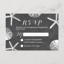 素朴シャルボードビーチ結婚式RSVP 出欠カード
