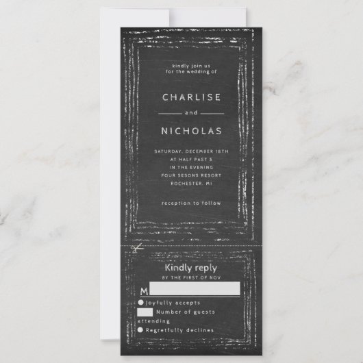 素朴シャルボード結婚式招待状w rsvp 招待状 (正面)