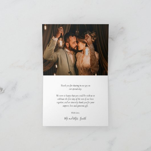 素朴シャルボード6フォトコラージュ結婚ズ感謝していユ サンキューカード (内部)