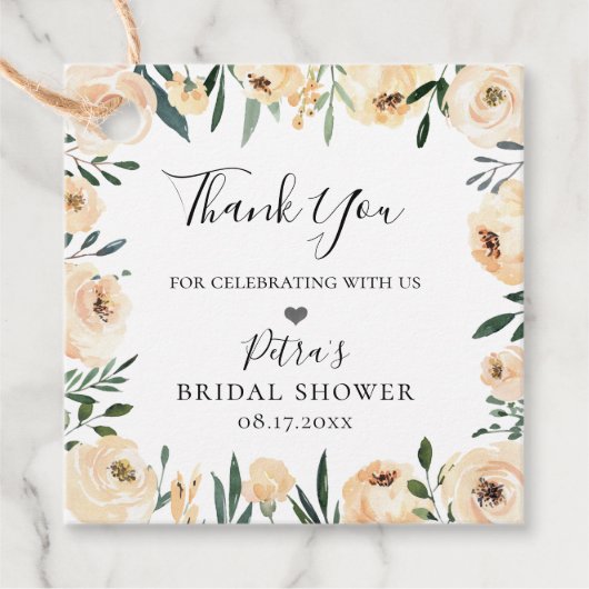 素朴シャンパンフローラフレームありがとう フェイバータグ (正面)