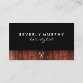 素朴シャーロゴ付き木目ブラックアポイントメント 予約カード (正面)