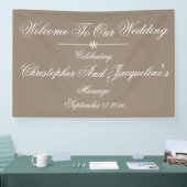 素朴シンプルエレガントなウェディングウェルカムバックドロップ 横断幕 (トレードショー)