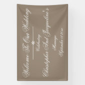 素朴シンプルエレガントなウェディングウェルカムバックドロップ 横断幕 (縦)