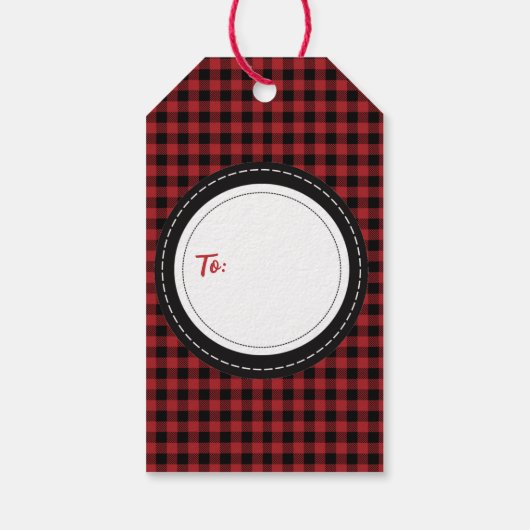 素朴シンプルクラシックレッド&ブラックバッファロープレイド ギフトタグ (裏面)