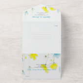 素朴シンプルブルーイエローポピーの水色 オールインワン招待状 (外側)