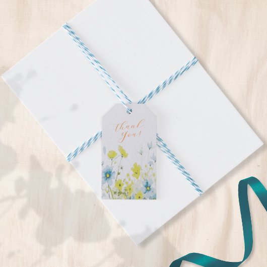 素朴シンプルブルーイエローポピーの水色 ギフトタグ