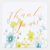 素朴シンプルブルーイエローポピーの水色 スクエアシール (正面)