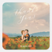 素朴シンプルブルーイエローポピーの水色 スクエアシール (正面)