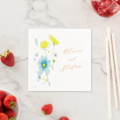 素朴シンプルブルーイエローポピーの水色 スタンダードカクテルナプキン (インサイチュ)