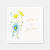 素朴シンプルブルーイエローポピーの水色 スタンダードカクテルナプキン (正面)