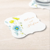 素朴シンプルブルーイエローポピーの水色 ペーパーコースター (アングル)