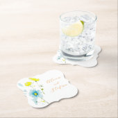 素朴シンプルブルーイエローポピーの水色 ペーパーコースター (インサイチュ)