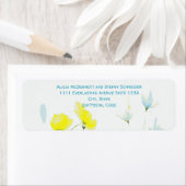 素朴シンプルブルーイエローポピーの水色 ラベル (インサイチュ)