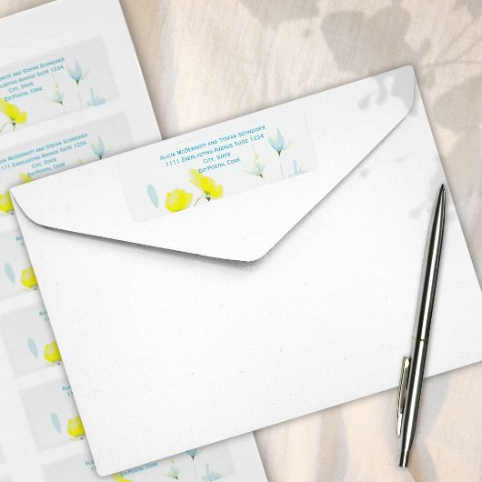 素朴シンプルブルーイエローポピーの水色 ラベル