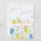 素朴シンプルブルーイエローポピーの水色 招待状 (正面)