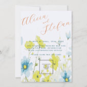 素朴シンプルブルーイエローポピーの水色 招待状 (裏面)