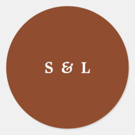 素朴シンプルモノグラム結婚封筒ステッカー ラウンドシール