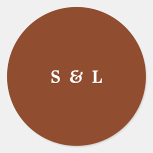 素朴シンプルモノグラム結婚封筒ステッカー ラウンドシール