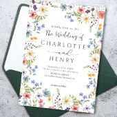 素朴シンプルワイルドフラワー白QRコード結婚s 招待状