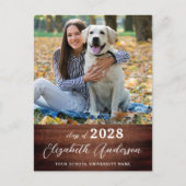 素朴シンプル写真パーソナライズされた卒業 案内ポストカード (正面)