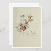 素朴シンプル冬の植物性クリスマスカード (正面/裏面)